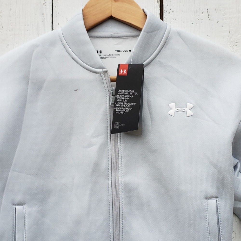 Under Armour Girl Sz 10-12 M Athletic Loose Jacket Gray NEW W Elastic at Bottom - Picture 2 of 4